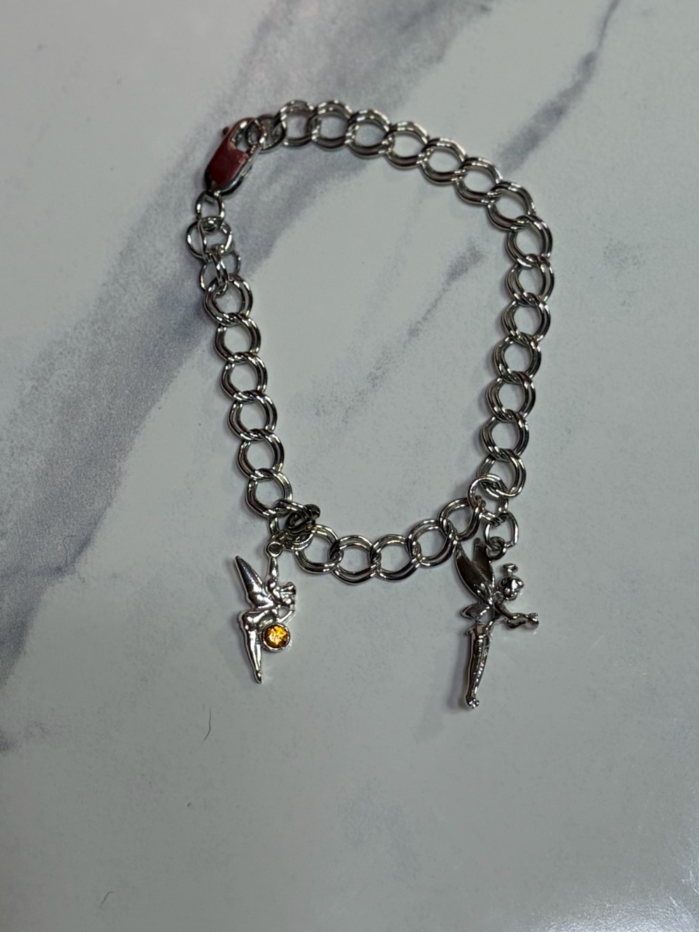 Disney Silver Charm Bracelet with Amber Accent